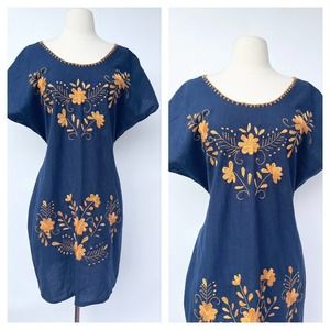 Sold// Mexican Floral Embroidered Lightweight Dress